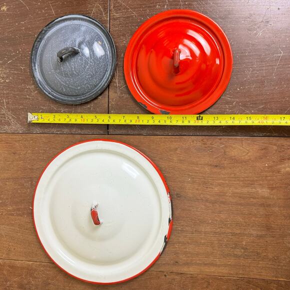 Set Bundle of Vintage Enamelware Graniteware lids Replacements Wall‎ Decor - Picture 12 of 12